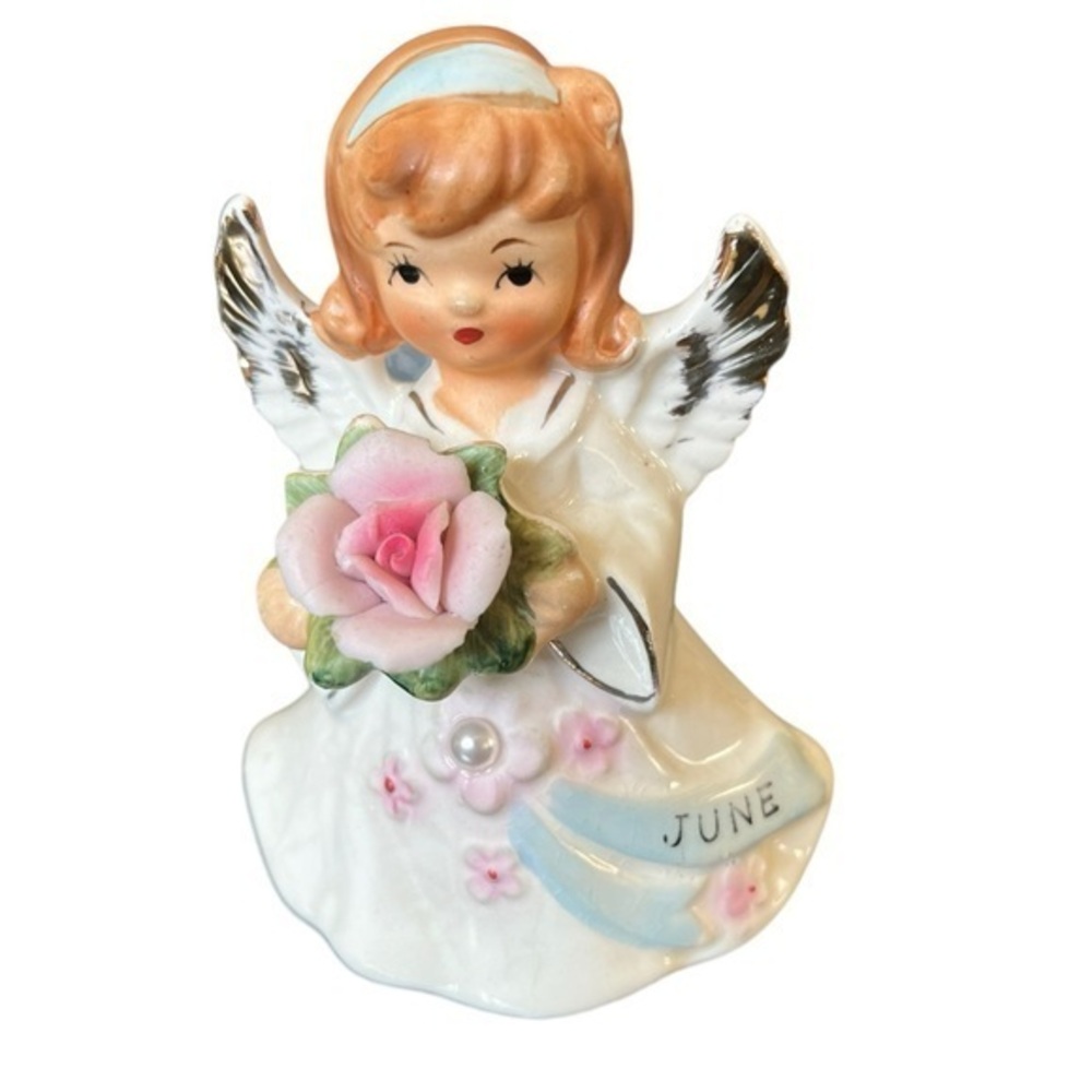 𝅺Lefton porcelain‎ birthday angel June vintage 1960’s